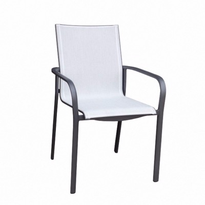 Fauteuil haut de dossier KOTON Empilable gris espace / Eden Blanc chine - Les Jardins