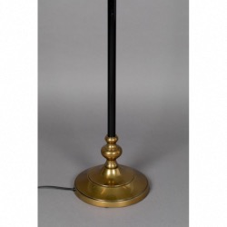 Lampadaire CRESTA Aluminium enduit de poudre noire avec placage or Abat-jour en velours 100% polyest