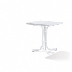 Table pliante 70x70 cm pied en acier et plateau Mécalit pro couleur blanc marbre