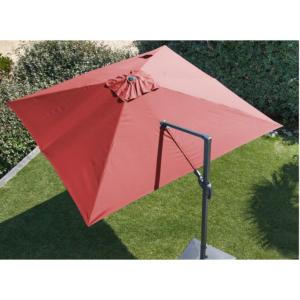 PARASOL DEPORTE ORIENTABLE NH20 3X3 Toile polyester 210GR PAPRIKA mât aluminium gris 53X77mm