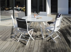 TABLE SEVEN 150 en aluminium plateau plein coloris BLANC, dimensions : 150x74 cm Océo