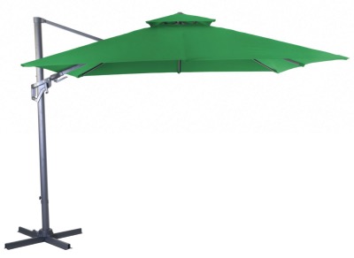 Parasol déporté en aluminium 3X3M ORIENT NH BIO CLIM couleur VERT, toile polyester PROLOISIRS