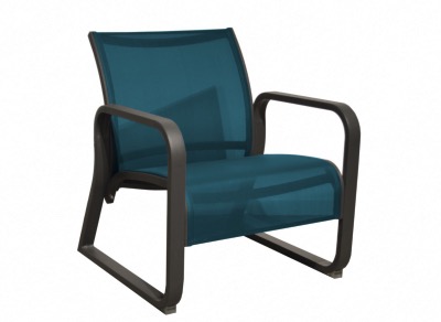 FAUTEUIL LOUNGE QUENZA II, chassis aluminium  GRAPHITE, Toile Bleu 70X78X83 cm Proloisirs