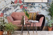 Canapé KATE 2 places - coloris rose tissu velours de polyester - Dutchbone