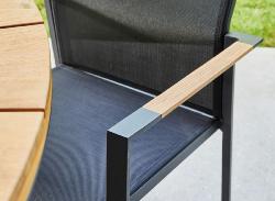 Fauteuil DELIA Accoudoirs Teck Graphite/Noir 56x86x58cm - Châssis Aluminium - Toile TPEP
