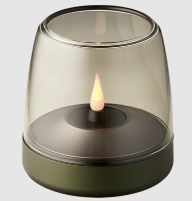 Glow 10 Vert bouteille, Photophore de luxe, Design Danois, verre et support en aluminium Kooduu
