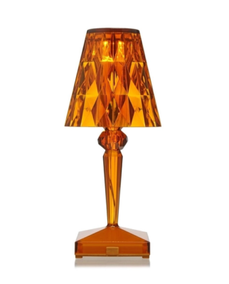 Lampe BATTERY ambre version à piles avec variateur de lumière, H : 26cm base 12x12cm Kartell
