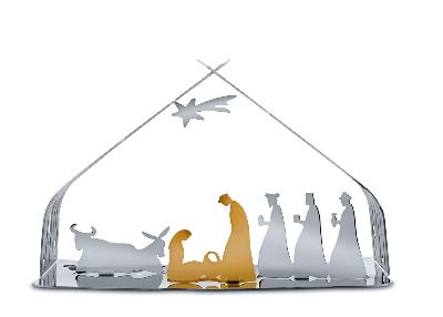 Crèche en acier inoxydable 18/10 et acier doré 23x13x10cm Alessi