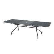 TABLE ATHENA 230/300 EN ACIER GRIS ANCIEN ALLONGE PIVOTANTE EMU