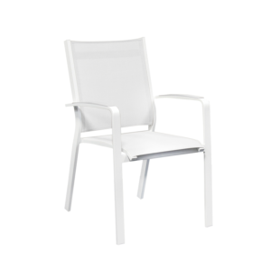 Fauteuil Cosmo aluminium blanc toile sling coloris blanc, empilable