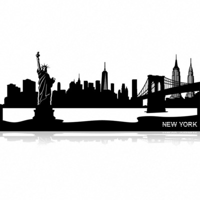 Decoration murale Skyline NEW YORK 68cm en métal decoupe L68XH27XP3,5cm