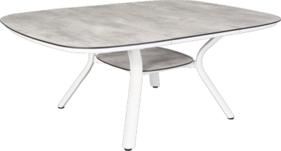 Table Carrée extensible SAGAMORE 135/195X135/ H75cm châssis alu blanc plateau plein HPL Les Jardins