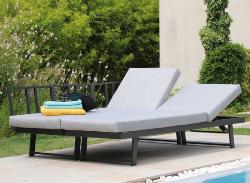 Lit LOUNGE MODULO, chassis aluminium epoxy, GRAPHITE, coussins déhoussables GRIS, Proloisirs