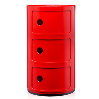 Meuble COMPONIBILI 1969 coloris rouge, 3 tirroirs L32XH58,5cm Kartell