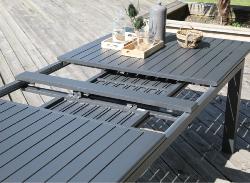 Table GENES 320 Châssis Alu epoxy lattes, allonges papillon, coloris GRAPHITE