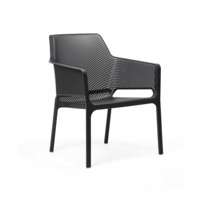 Fauteuil NET RELAX en polypropylène coloris anthracite,traité anti uv, fauteuil empilable, Nardi