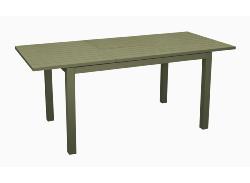 Table TRIESTE 110/170x70 châssis & plateau à lattes fermées en aluminium epoxy VERT, rails acier