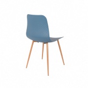 Chaise scandinave Leon polypro bleue pied en alu couleur bois