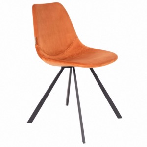 Chaise Franky en velours Orange - Dutchbone