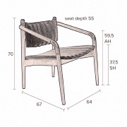 Fauteuil lounge en bois et tissu Torrance - Dutchbone