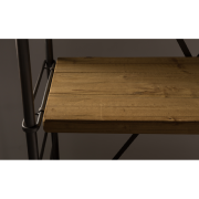 Etagère IRON structure en métal noir, 5 tablettes en bois laqué coloris naturel