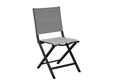 Chaise THEMA châssis aluminium epoxy GRIS toile textilene NOIR pliante