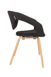 Chaise FLEXBACK piètement en hêtre naturel assise en tissu polyester coloris noir
