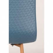 Chaise scandinave Leon polypro bleue pied en alu couleur bois