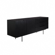 Buffet TRAVIS placage en chêne noir 180 x 45 x 70 cm - ZUIVER