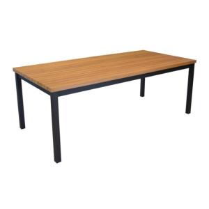 Table VEGAS  210x90x75 cm châssis alu époxy BLACK eucalyptus FSC pieds à monter 8 pers210x90x75 cm