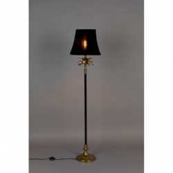 Lampadaire CRESTA Aluminium enduit de poudre noire avec placage or Abat-jour en velours 100% polyest