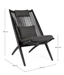 Chaise lounge ALOHA Noire, aluminium et polyester,dim : L66xP84xH98 Andrea Bizzotto