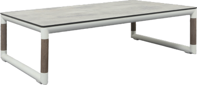 Table basse BASTINGAGE XL, Aluminium BLANC, Duratek , plateau HPL BETON CIRE 60x110xh38 Les Jardins