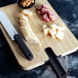 ARTU - Planche à découper en bambou avec couteau à pain dentelé intégré - Noir Trebonn