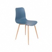 Chaise scandinave Leon polypro bleue pied en alu couleur bois