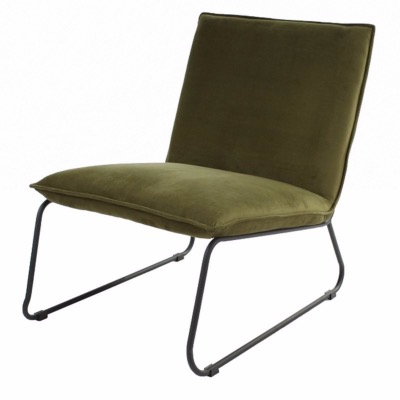 Fauteuil lounge LOGAN velours vert - CASTLE LINE