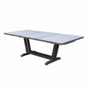 AMAKA - Table 170/230X90cm - pied gris - plateau HPL coloris céramique grise - LES JARDINS