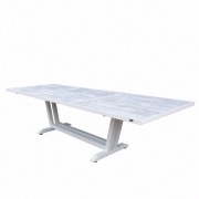 AMAKA - Table 200/300X105cm - pied blanc - plateau HPL aspect béton ciré - LES JARDINS