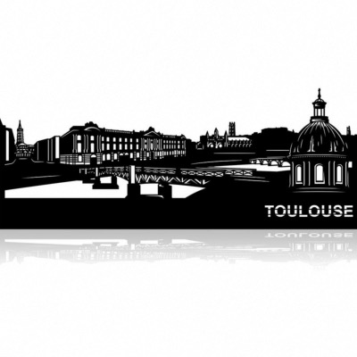 Decoration murale Skyline TOULOUSE 40cm en métal decoupe 