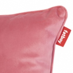 Coussin oreiller rose profond touche velour, tissu exterieur 100% polyester et interieur polyester 