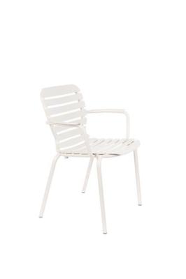 Fauteuil VONDEL en aluminium blanc empilable, charge maxi 140kg L64,7XP58,2XH82,5cm Zuiver