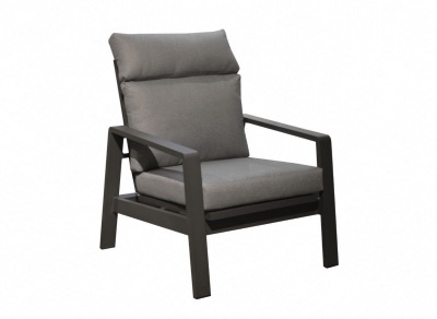 FAUTEUIL LE MARSEILLE, chassis aluminium epoxy coloris GRIS, coussins déhoussables Proloisirs