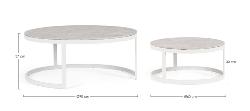 Set 2 tables basses TALUNAS Blanc, aluminium dim : Ø60 x H31cm et  Ø90 x H37cm Andrea Bizzotto