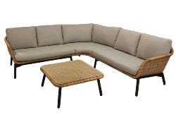 Set angle TORNADO Châssis alu, resine wicker twisted pied rond à monter Proloisirs