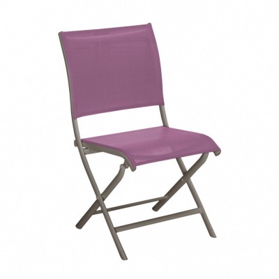 Chaise ELEGANCE châssis alu taupe toile coloris lilas  pliante OCEO