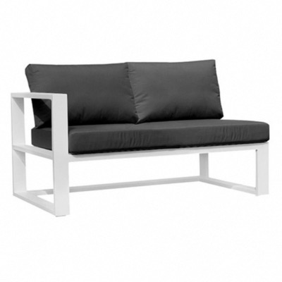 Sofa 2 places BELLUNO accoudoir droit, châssis blanc coussins gris - Garden Art