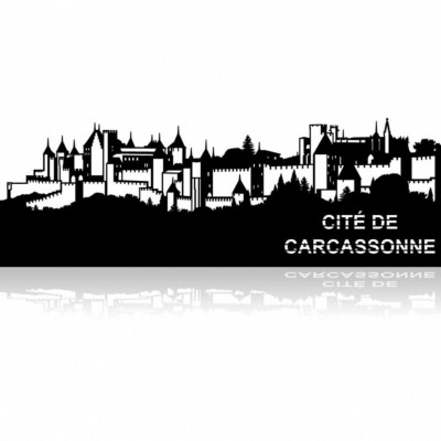 Decoration murale Skyline CARCASSONNE 68cm en métal decoupe 