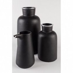 Vase FARMA M en Aluminium laqué noir Plateau en aluminium poli Imperméable Zuiver