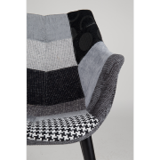 Fauteuil TWELVE piètement en hêtre noir & tissu polyester patchwork Grey