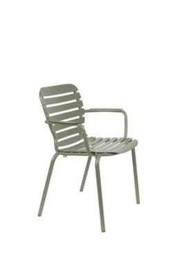 Fauteuil VONDEL en aluminium VERT empilable, charge maxi 140kg L64,7XP58,2XH82,5cm Zuiver